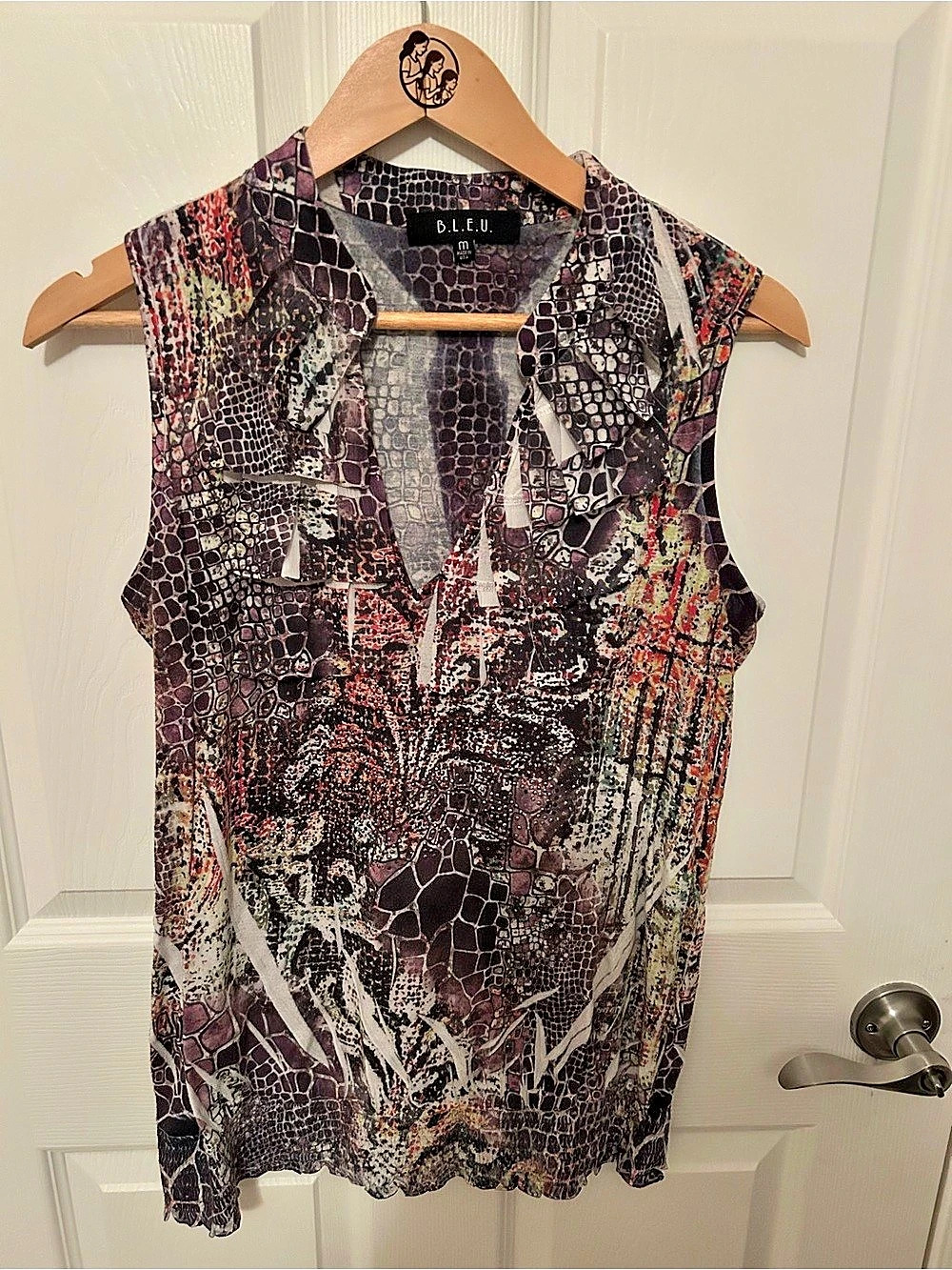B.L.E.U. Abstract Print Sleeveless Blouse size medium